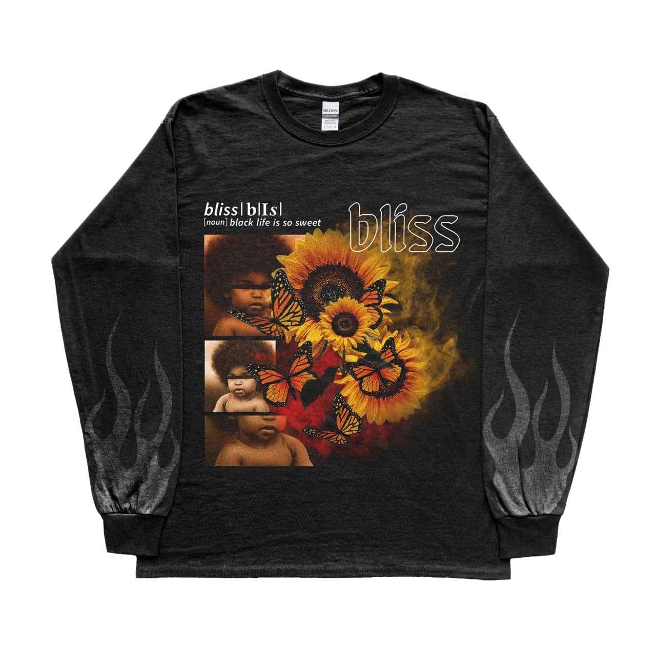 Long Sleeve Flame Shirt Acid Wash - ‘Charcoal’